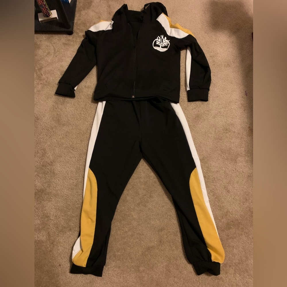 Kids Black and Yellow Knit Track Pants - Brand Unspecified